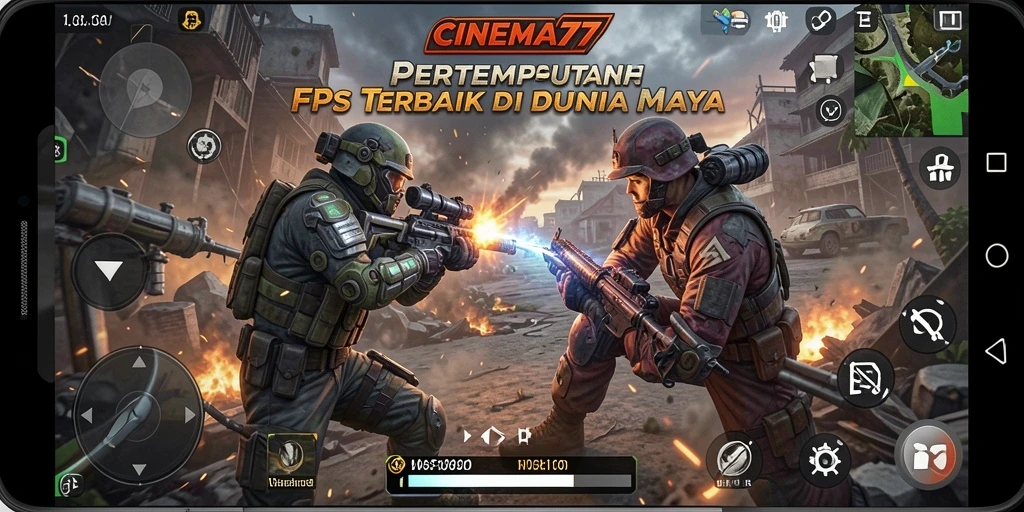 Tangkapan layar menampilkan aksi intens dalam gameplay CINEMA77.