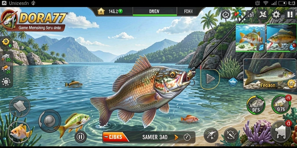 Screenshot gameplay DORA77 yang menampilkan pemancingan yang seru.