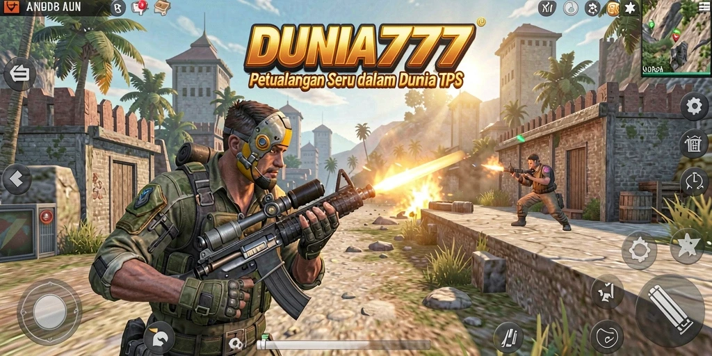 Tampilan gameplay menegangkan dalam DUNIA777 saat bertempur.