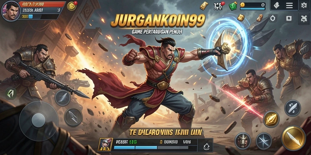 Screenshot gameplay JURAGANKOIN99 menampilkan aksi pertarungan yang seru.