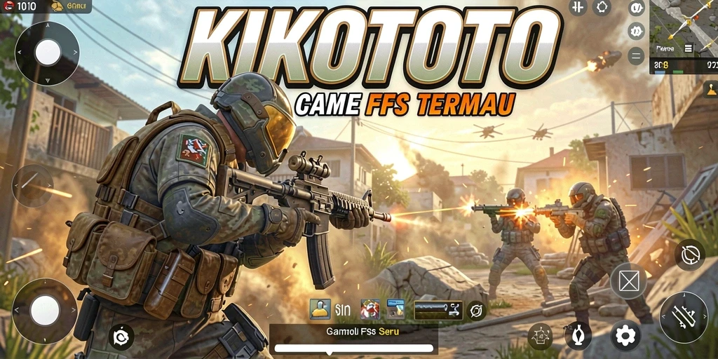 Tampilkan gameplay KIKOTOTO dalam pertempuran FPS yang intens.