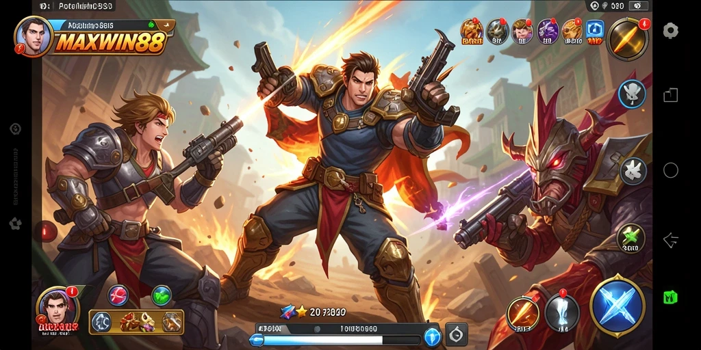 Screenshot gameplay yang menampilkan aksi mendebarkan dalam MAXWIN88.