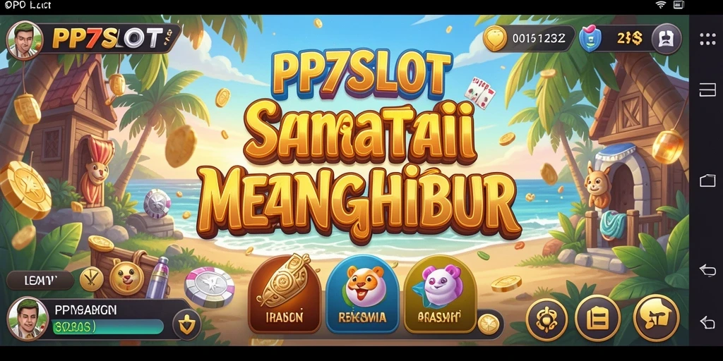 Screenshot menunjukkan gameplay seru dari PP7SLOT dengan tema yang colorful.
