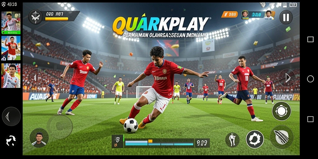 Tampilan gameplay QUARKPLAY yang menampilkan adu skill olahraga.