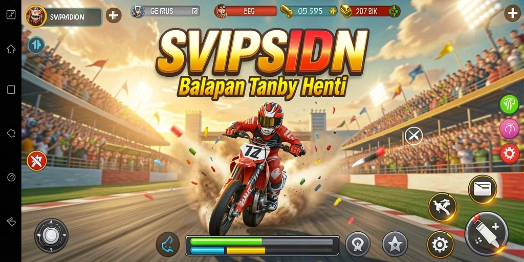 Screenshot SVIPSIDN menampilkan aksi balapan yang mendebarkan.